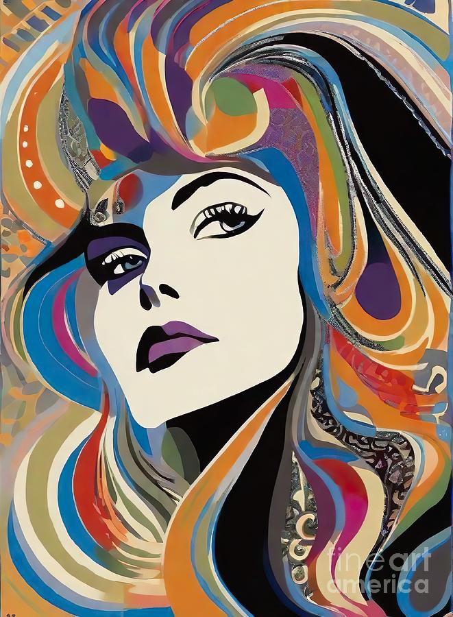 Anouk Aimee abstract portrait Digital Art by Movie World Posters