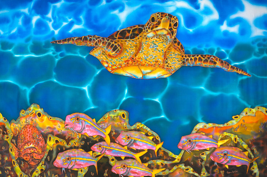 Anse De La Riviere Doree Sea Turtle Painting by Daniel Jean-Baptiste