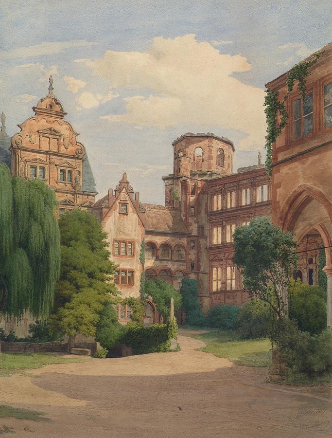 Cool Drawing - Ansicht des Schlosses Heidelberg  by Franz Heinrich German