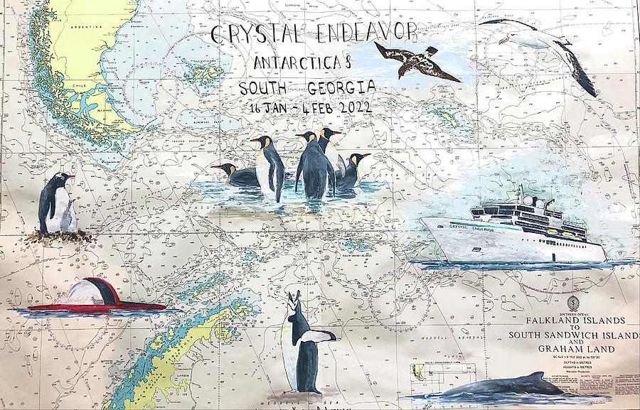 Antarctica nautical Painting by Yvonne Ankerman
