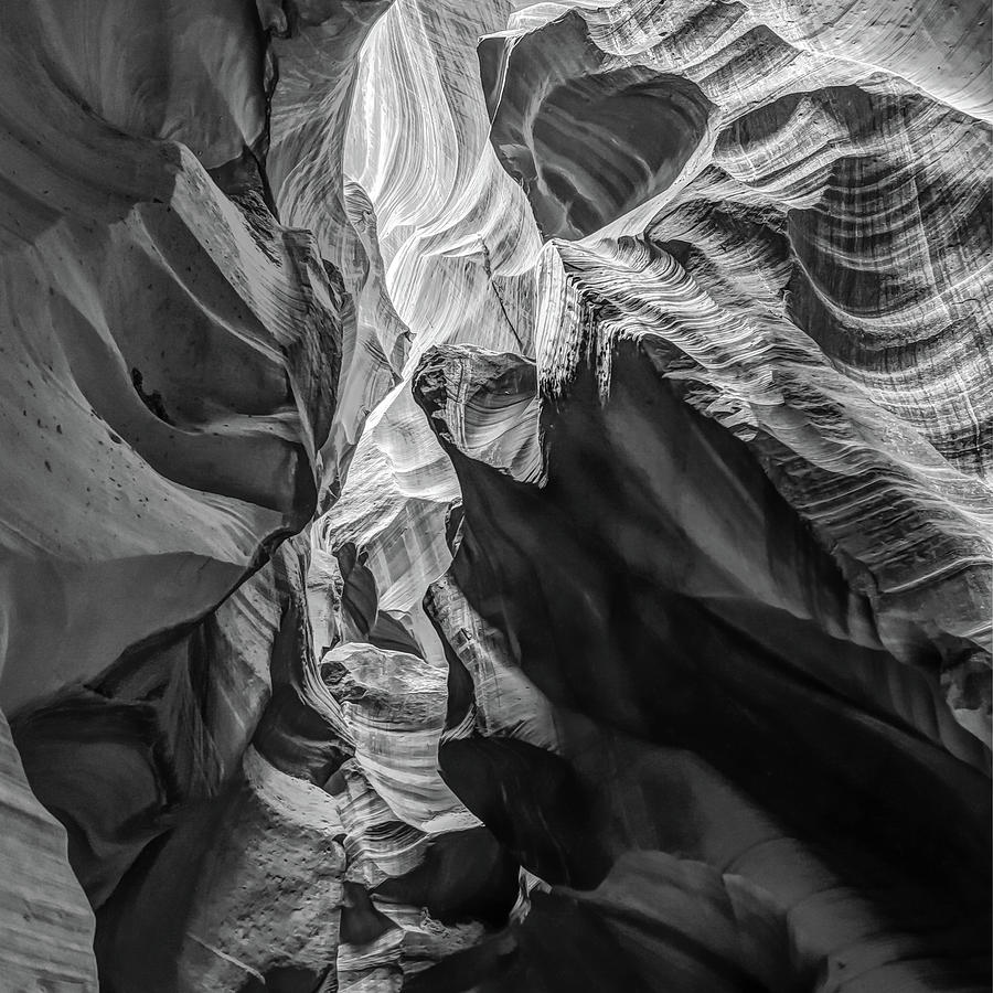 Antelope Canyon Monochrome Abstract Sandstone Walls 1x1 Photograph by Gregory Ballos