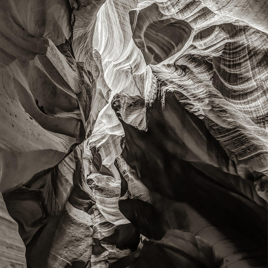 Antelope Canyon Sepia Abstract Sandstone Walls 1x1 Photograph by Gregory Ballos