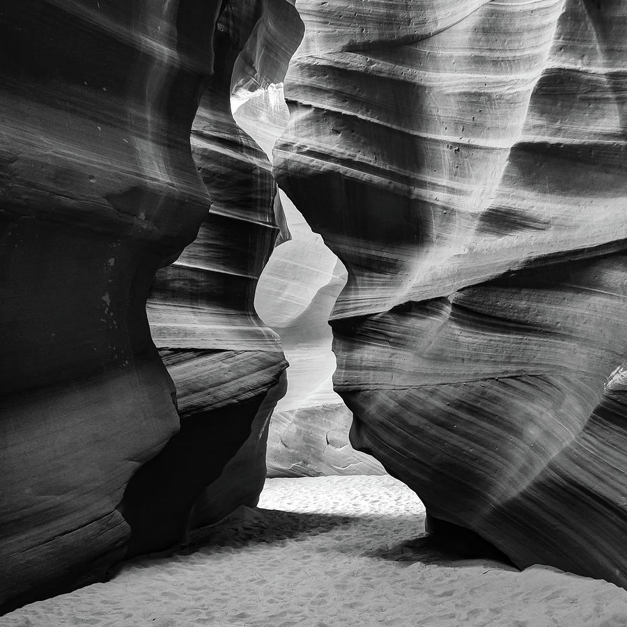 Antelope Canyon Walls in Page Arizona 1x1 Monochrome Photograph by Gregory Ballos