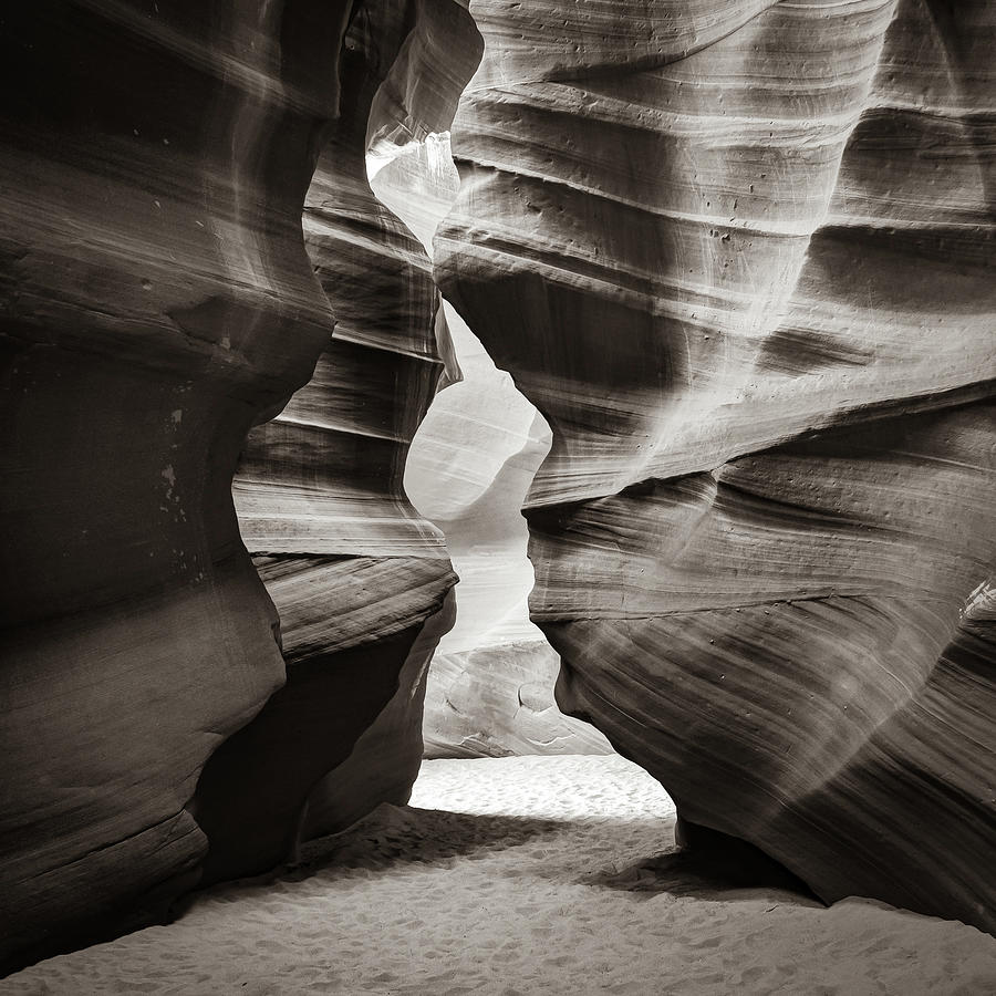 Antelope Canyon Walls in Page Arizona 1x1 Sepia Photograph by Gregory Ballos