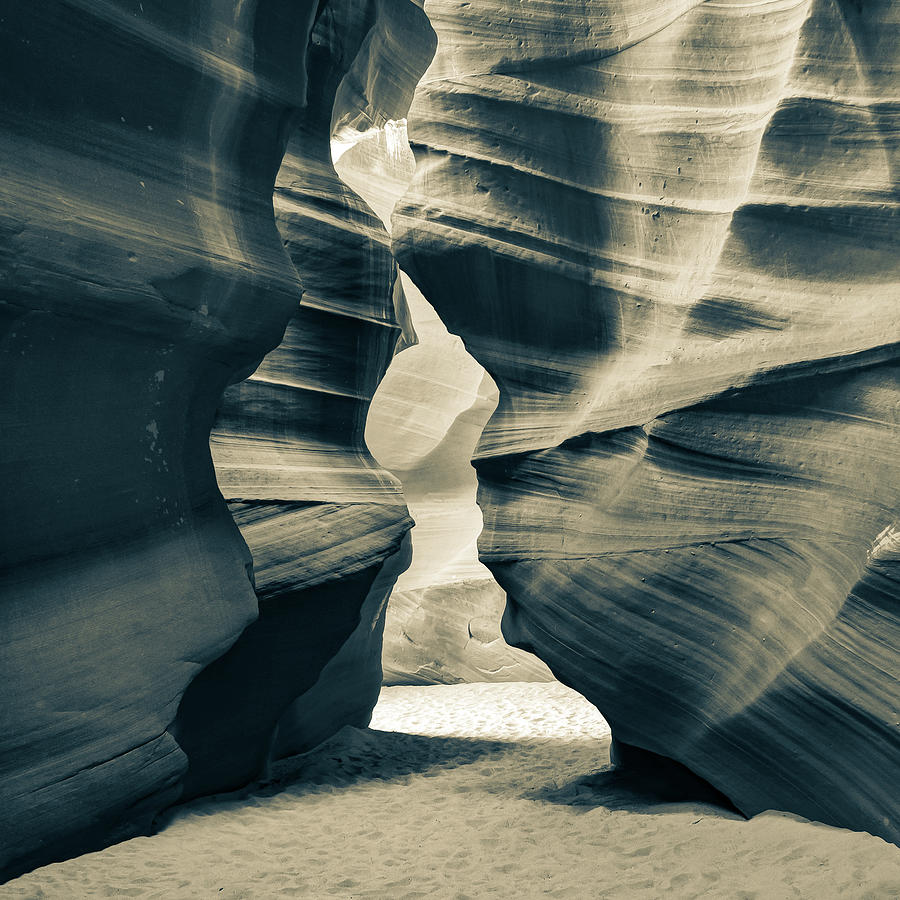 Antelope Canyon Walls in Page Arizona 1x1 Sepia Monochrome Photograph by Gregory Ballos