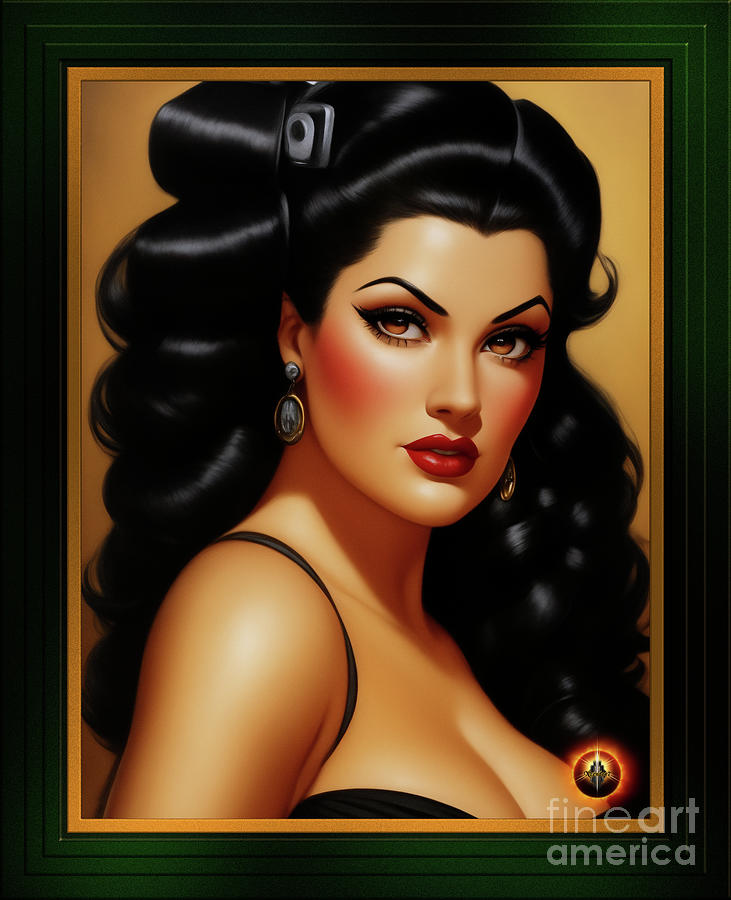 Anthania Luccia Pulp Fiction Portrait - An Alluring Beauty AI Concept Art by Xzendor7 Painting by Xzendor7