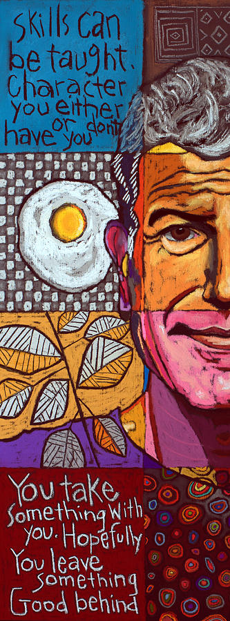 Anthony Bourdain Collage - Left Crop Painting by David Hinds