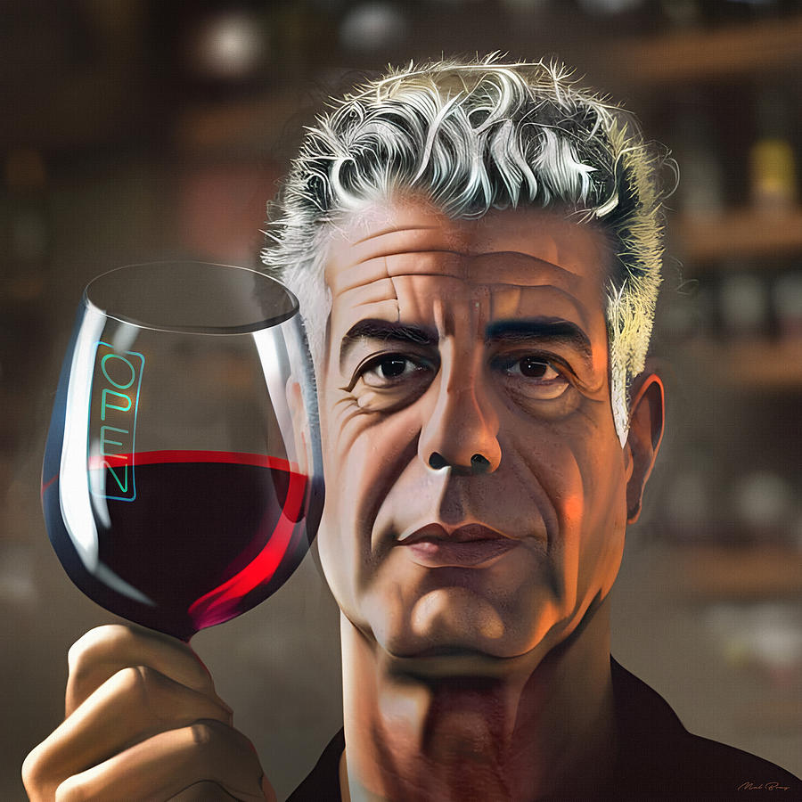 Anthony Bourdain Food and Travel Icon Mixed Media by Mal Bray