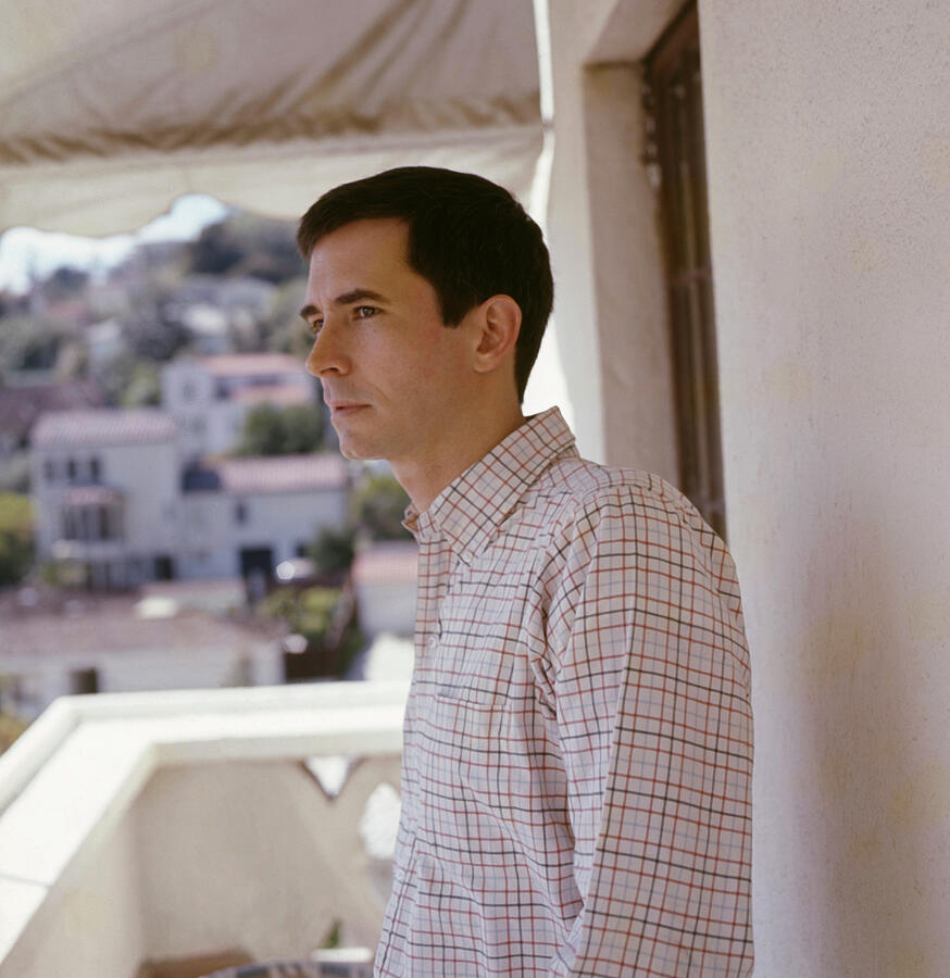 Anthony Perkins Vintage Balcony Candid Photograph by Silver Screen Anthony Perkins Vintage Balcony Candid Photograph by Silver Screen