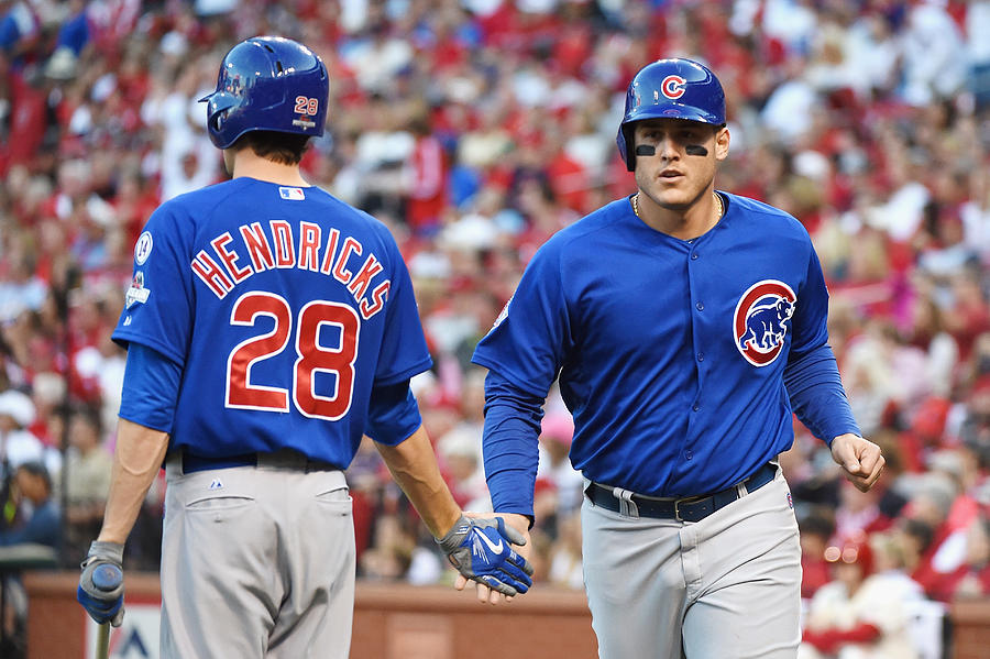 Anthony Rizzo and Kyle Hendricks Photograph by Michael B. Thomas