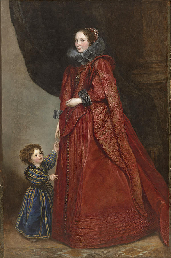 A Genoese Lady with Her Child Painting by Anthony van Dyck