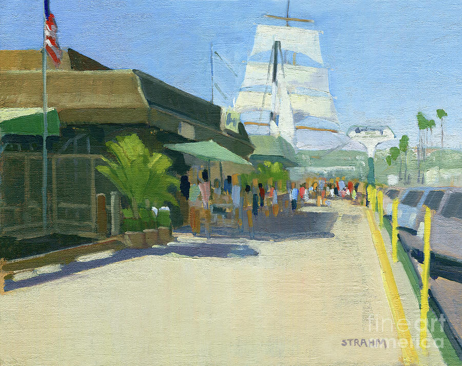 Anthonys Fish Grotto - Embarcadero, San Diego, California Painting by Paul Strahm