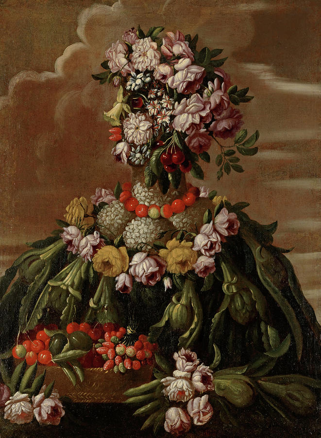 Anthropomorphic Depictions of the Four Seasons 2 Painting by Follower Of Giuseppe Arcimboldo