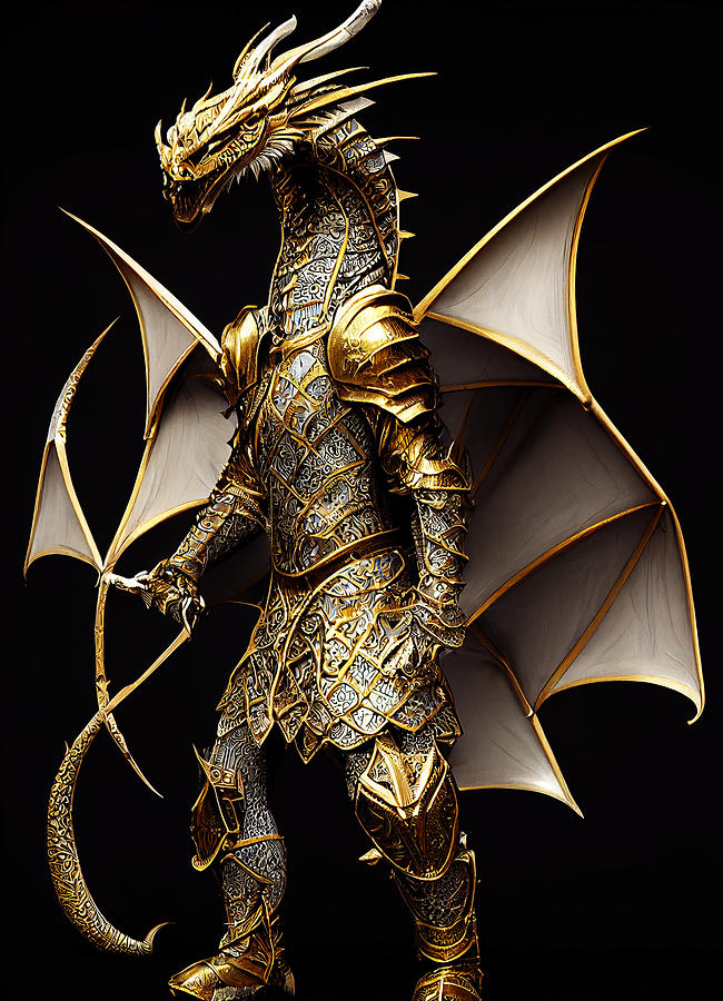 Anthropomorphic illustration of Majestic Dragon Knight Digital Art by ...