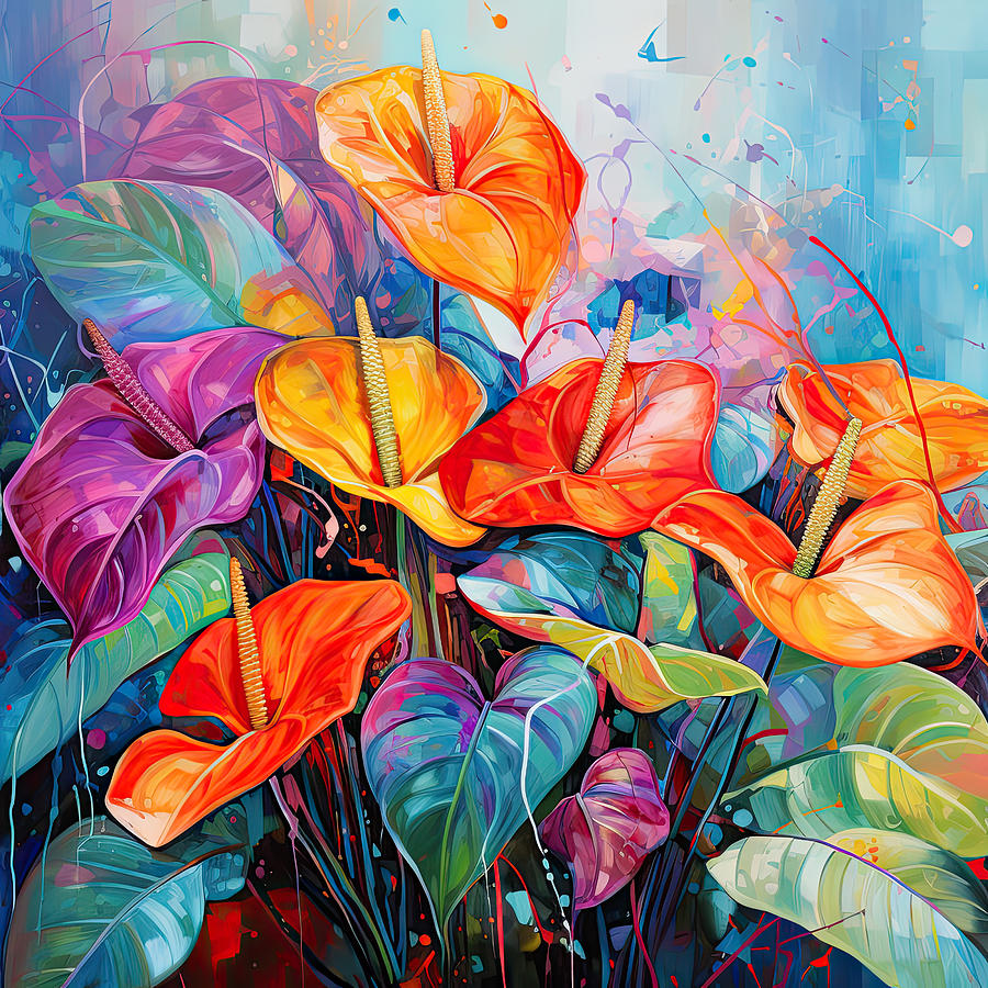 Anthurium Colorful Art Digital Art by Lourry Legarde