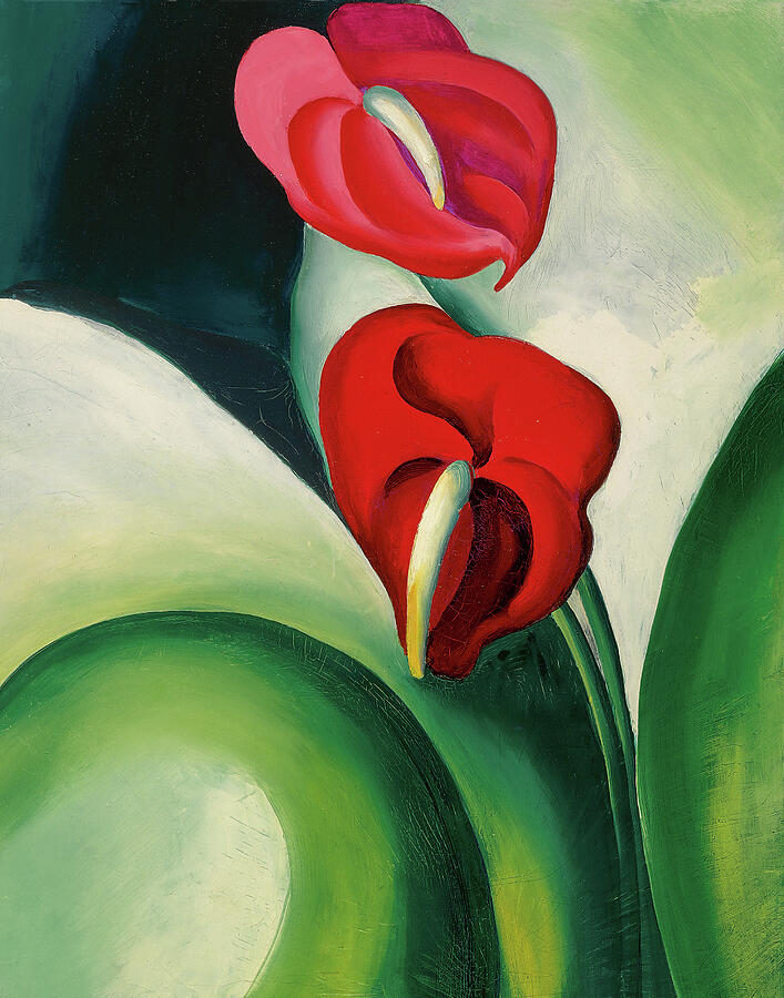Anthurium, flamingo flower - modernist plant painting Painting by Georgia OKeeffe