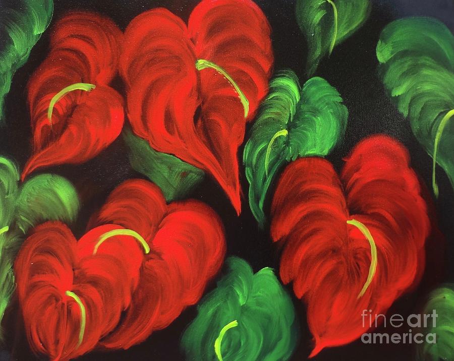 Anthurium Garden Painting by Jenny Lee