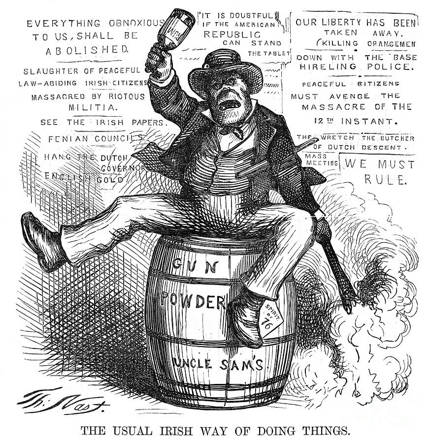 Anti-irish Cartoon, 1871 Drawing by Thomas Nast
