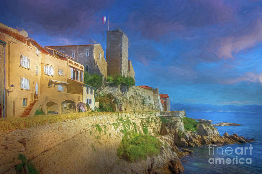 Antibes Sea Wall, France 2, Painterly Photograph by Liesl Walsh