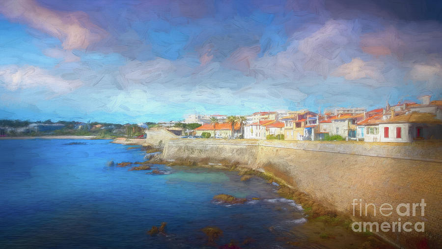Antibes Seawall, France, Painterly Photograph by Liesl Walsh