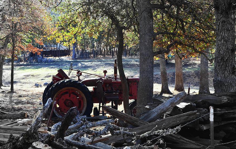 Antique Tractor In Fall  Digital Art by Fred Loring