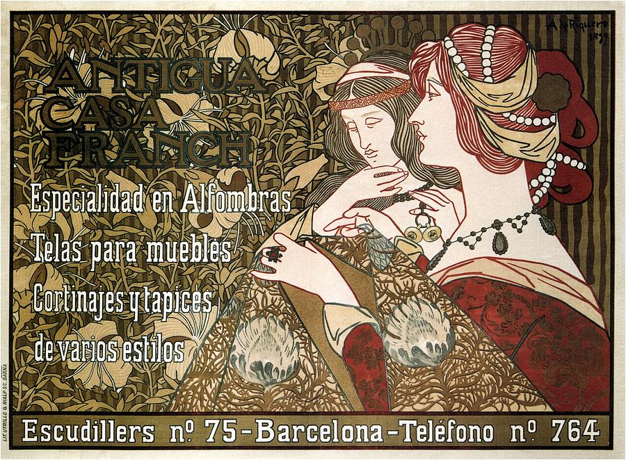 Typography Digital Art - Antigua Casa Franch - Carpet And Furnishing -Art Nouveau  Vintage Advertising Poster by Studio Grafiikka