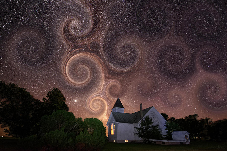 A Starry Night at the Antiochia Lutheran Church - abandoned but not forgotten Photograph by Peter Herman