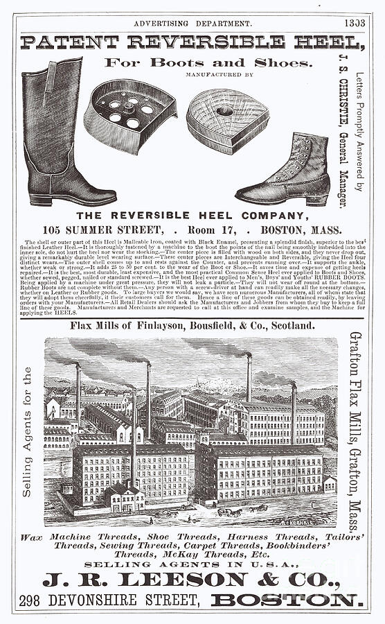Art Print Vintage Fashion Shoes Flax Advertising Boston Mass Mixed Media by Gary Roberts