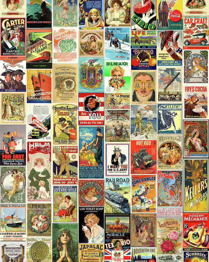 Antique Advertising Wallpaper Digital Art by Gary Grayson - Pixels