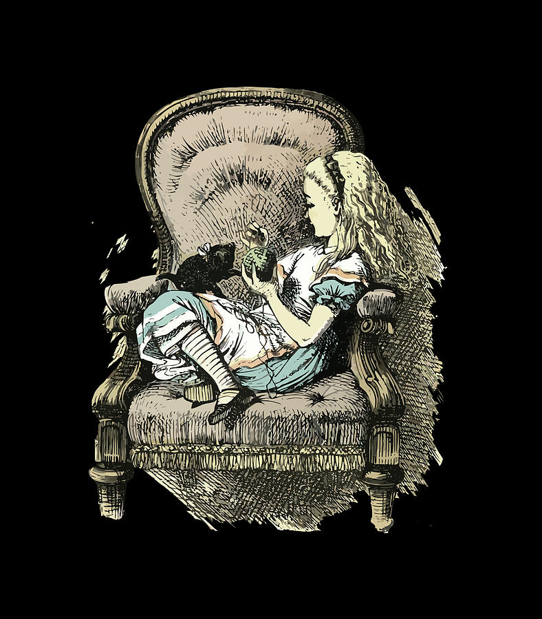 Antique Alice In Wonderland Big Chair With Cat Unisex Digital Art by ...