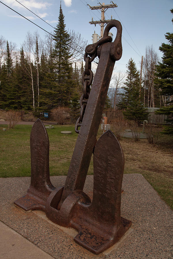 Antique anchor on the grounds of Split Rock Lighthouse in Minnesota along Lake Superior Photograph by Eldon McGraw