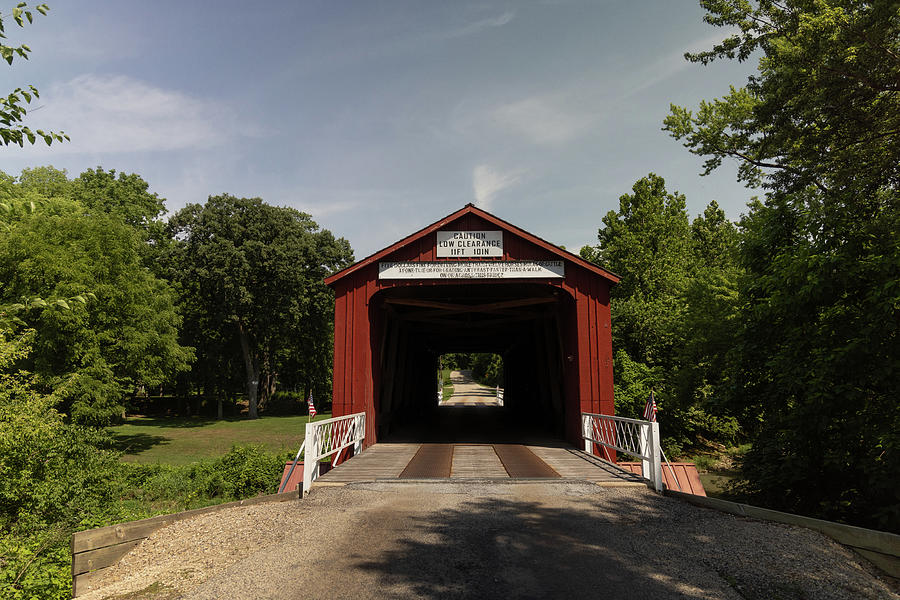 Antique and historic Red Covered Bridge in Princeton Illinois Photograph by Eldon McGraw