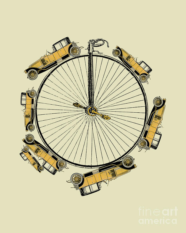 Vintage Digital Art - Antique Car Bicycle Wheel by Madame Memento