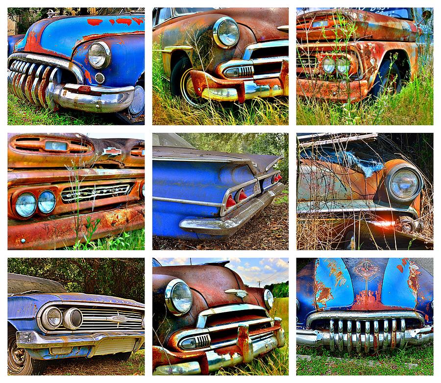 Antique Cars And Trucks Collage Photograph by Lisa Wooten