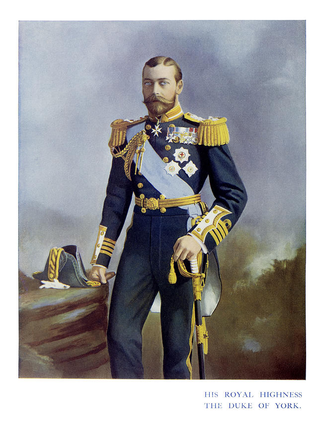 Antique color portrait of King George V, The Duke of York Photograph by Mikroman6