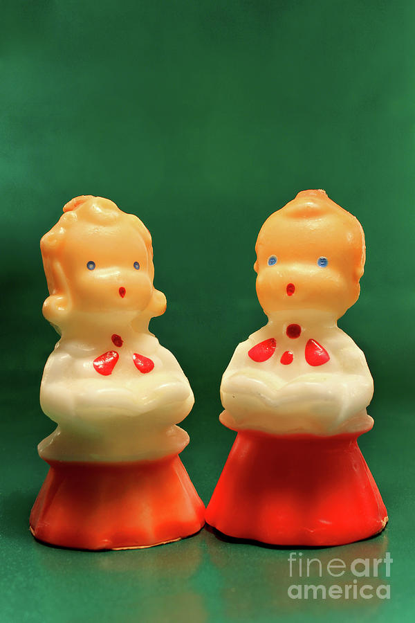 Antique decorative Christmas choir candle boy and girl figurines Photograph by Adam Long