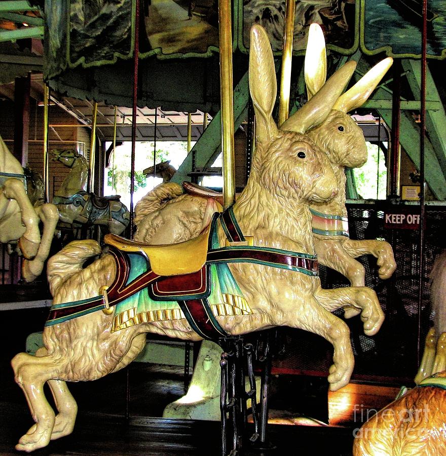 Antique Dentzel Menagerie Carousel Rabbits in Rochester New York  Photograph by Rose Santuci-Sofranko