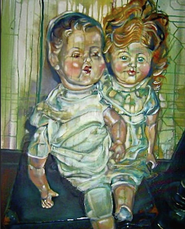 Antique Dolls Painting by Try Cheatham