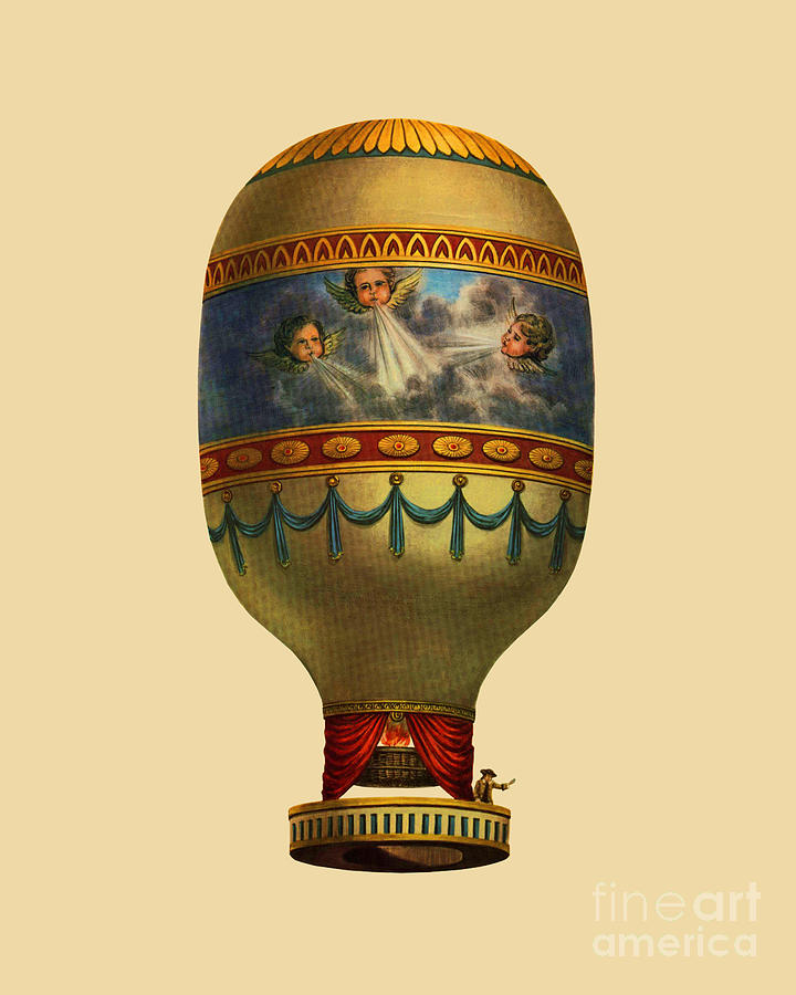 Vintage Digital Art - Antique Fantasy Balloon by Madame Memento