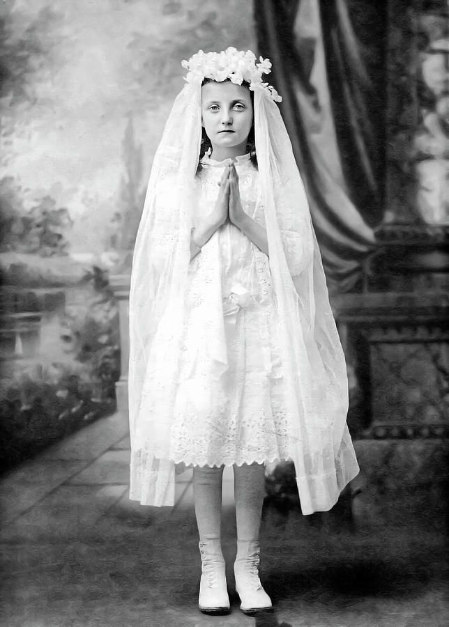 Antique First Communion Portrait Photograph by Sally Weigand