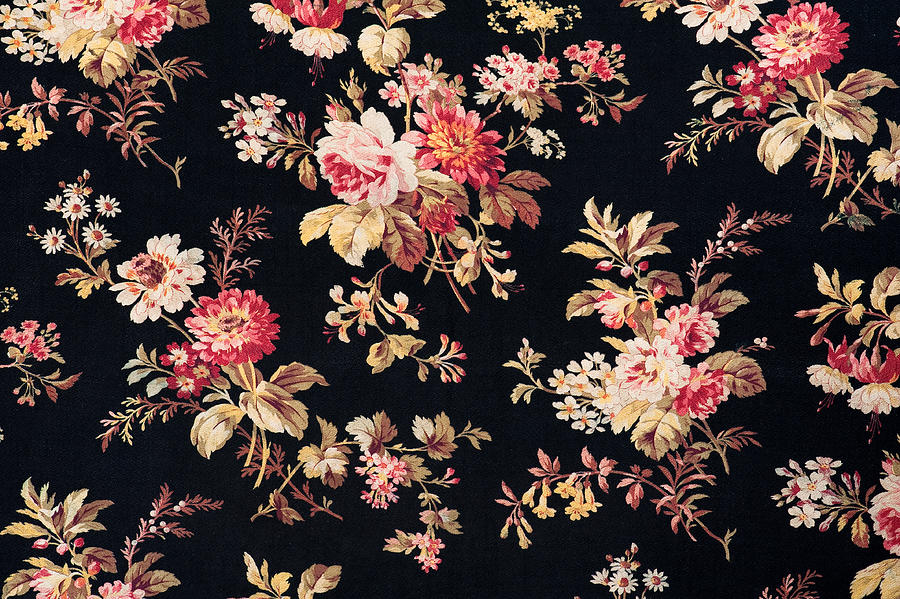 Antique Floral Fabric SB40 Close Up Photograph by Spiderplay