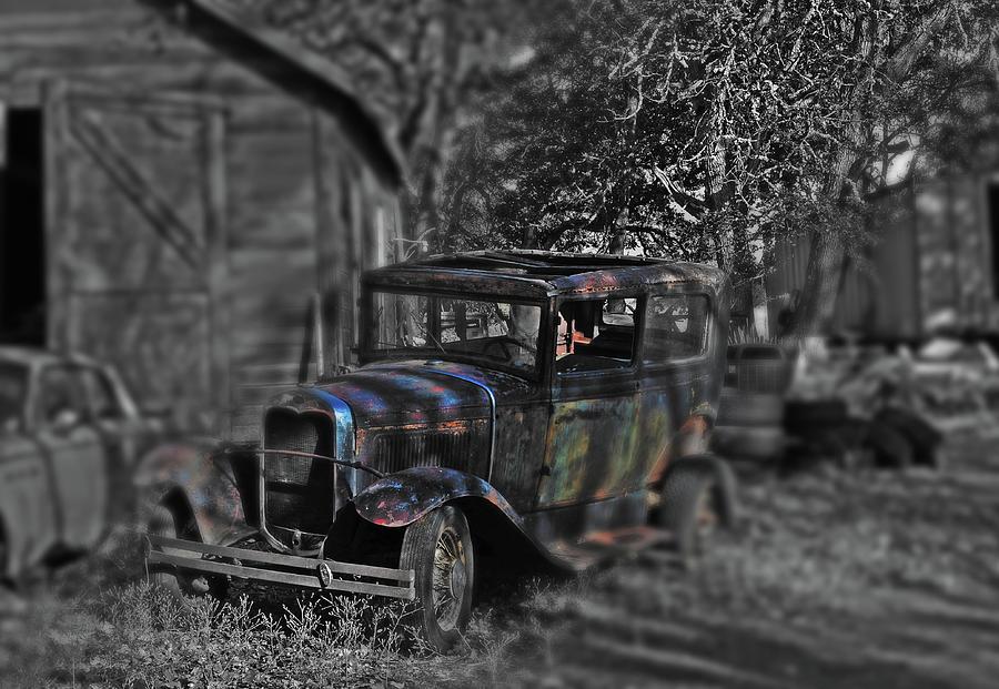 Antique Ford Car,  Digital Art by Fred Loring