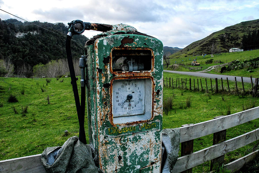 Time Goes On - Antique Fuel Pump, North Island, New Zealand Photograph by Earth And Spirit