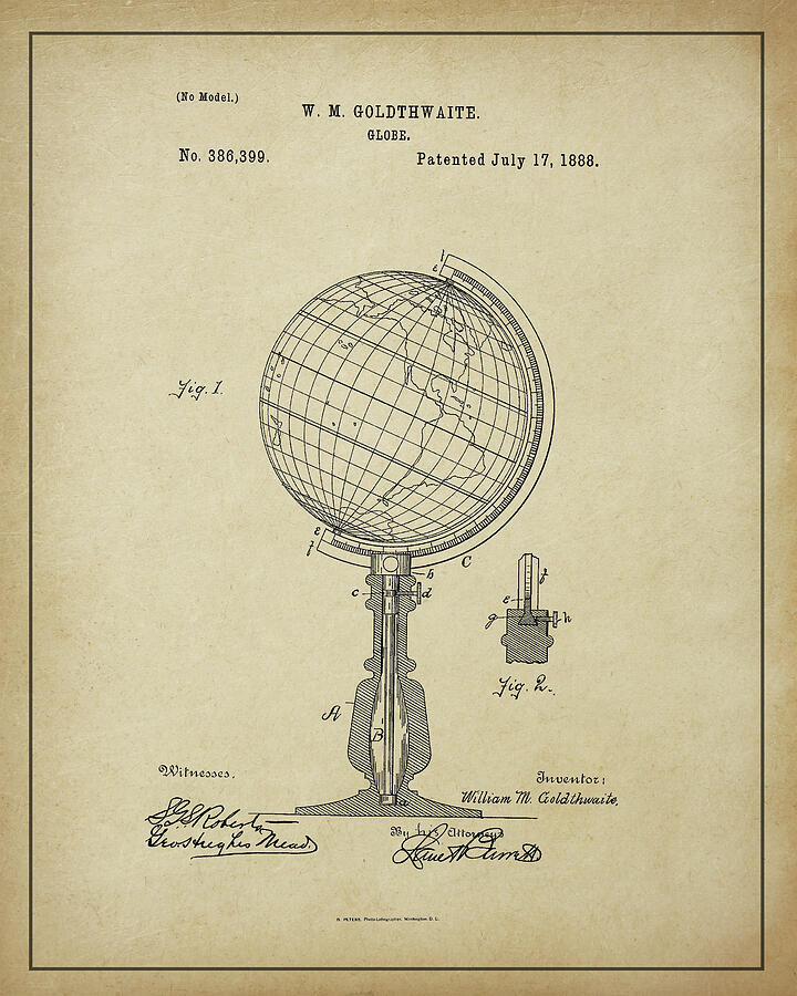 Antique Globe Patent Digital Art by Dale Kincaid Antique Globe Patent Digital Art by Dale Kincaid