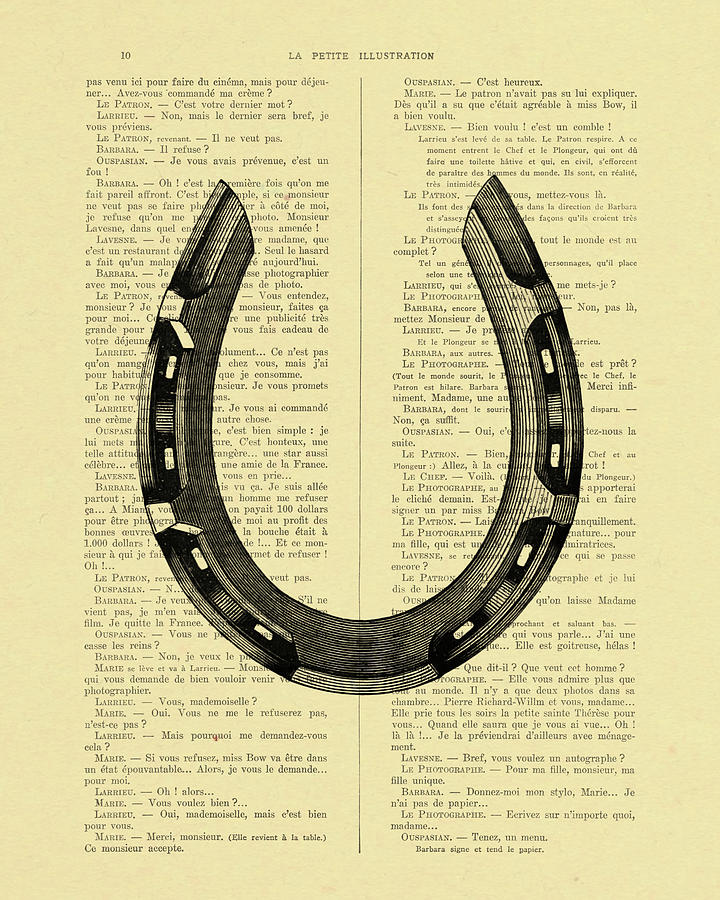 Horse Digital Art - Antique horseshoe illustration by Madame Memento