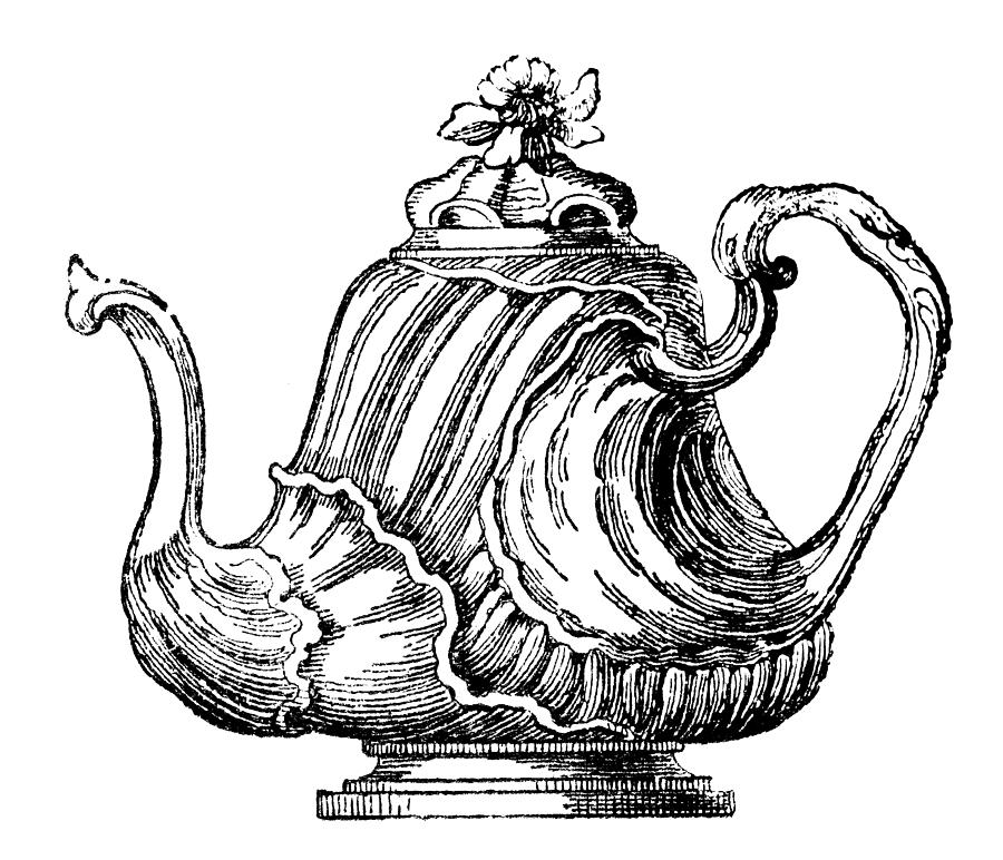 Antique illustration of 18th century French precious teapot Drawing by Ilbusca
