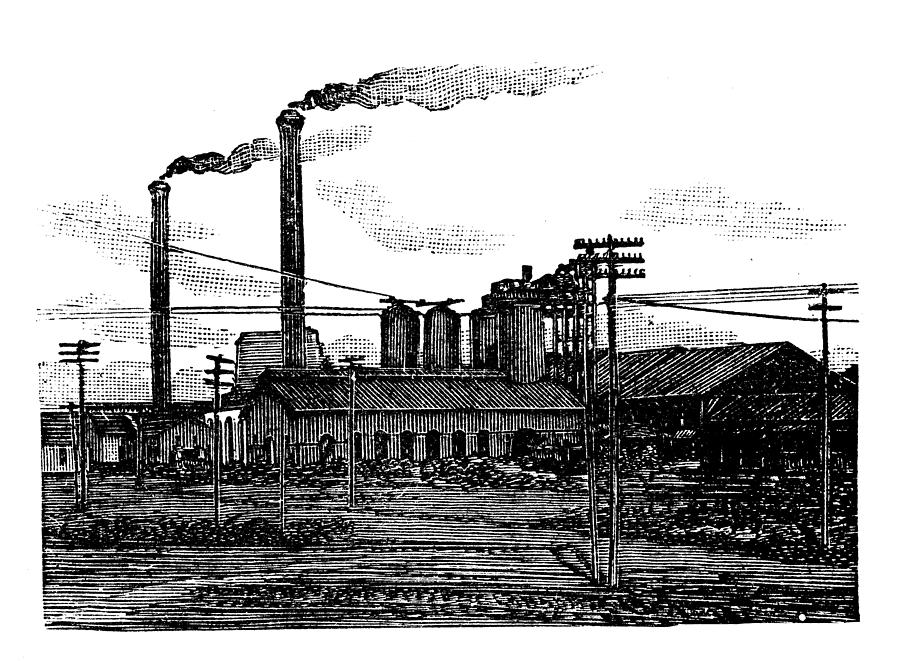 Antique illustration of USA: Birmingham, Alabama - Factory Drawing by Ilbusca