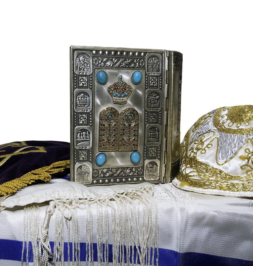 Antique Jewish Bible, Yarmulka & Tallis Photograph by JodiJacobson