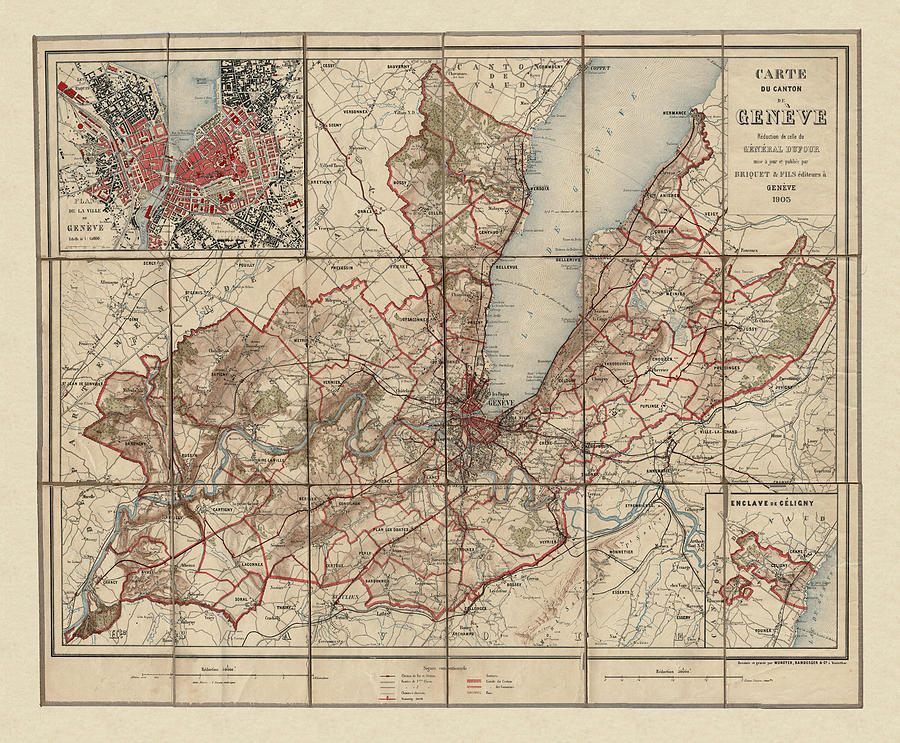 Antique Map Of Geneva With Enclave Of Celigny Digital Art