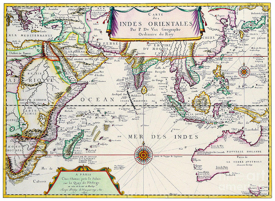 Antique Map Of Indian Ocean Photograph By Restored Archives